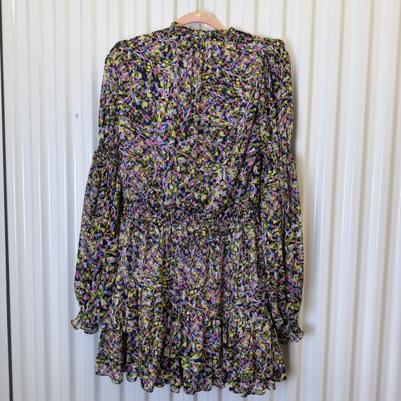Ted Baker London Karlie Floral Confetti Print Long Sleeve Waist Mini Dress 2 - Picture 3 of 6